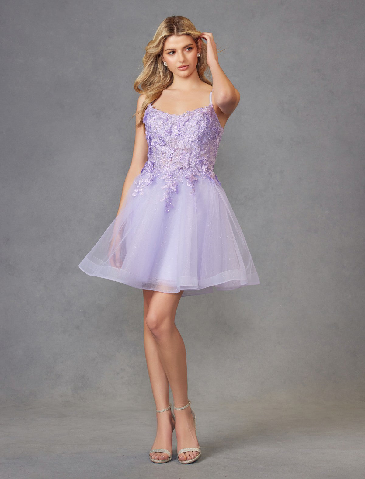 3D Butterfly appliques bodice short dress