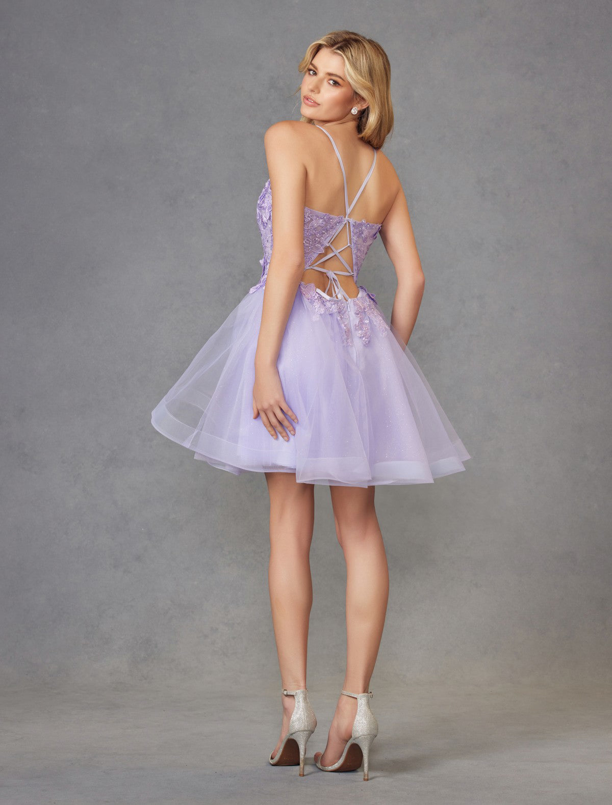 3D Butterfly appliques bodice short dress