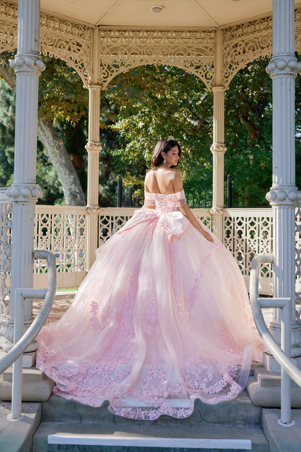 Strapless Ball Gown With Floral Lace Appliqué