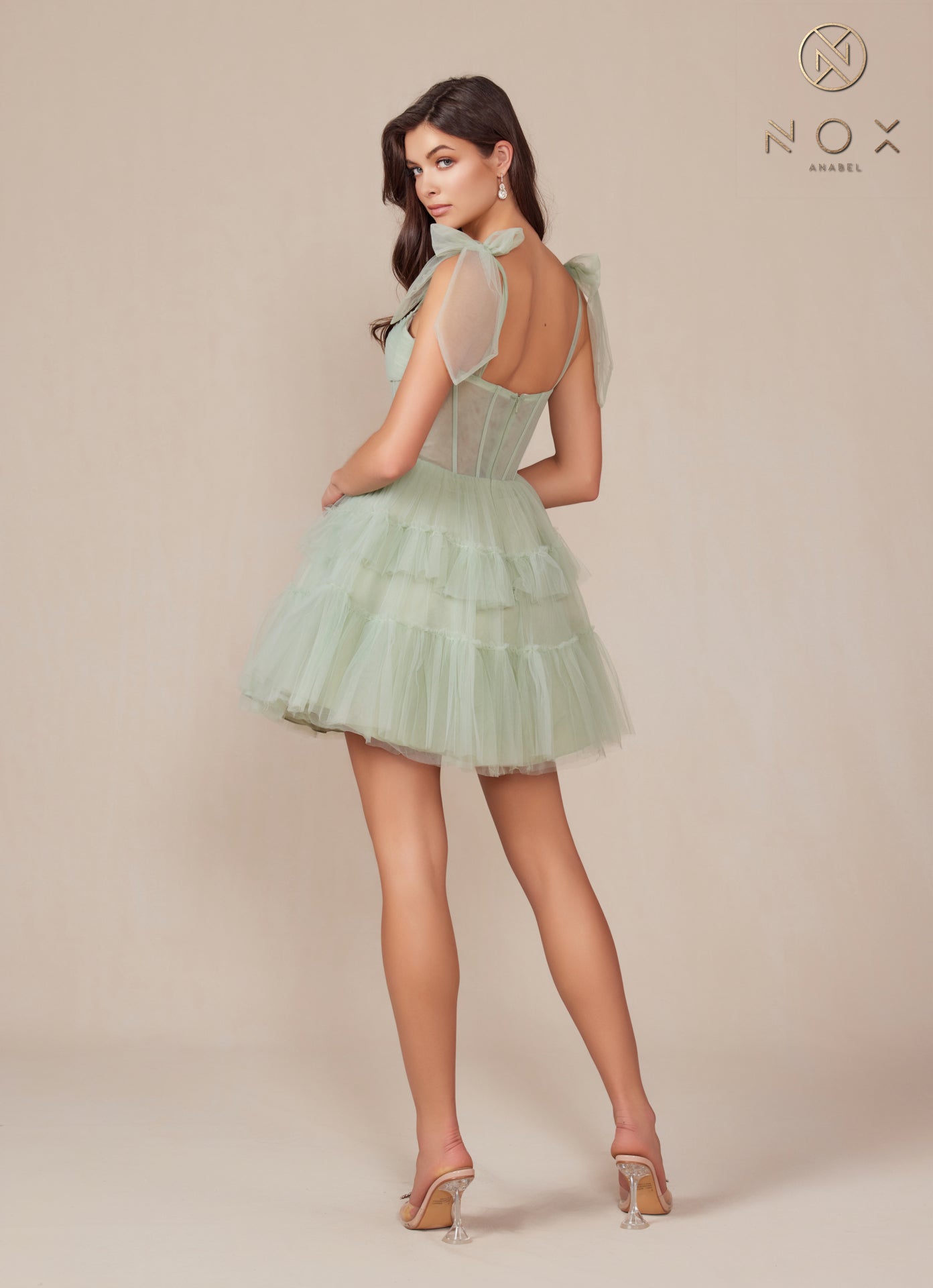 Tie- Strap Corset Fit & Flare Tulle Short Dress