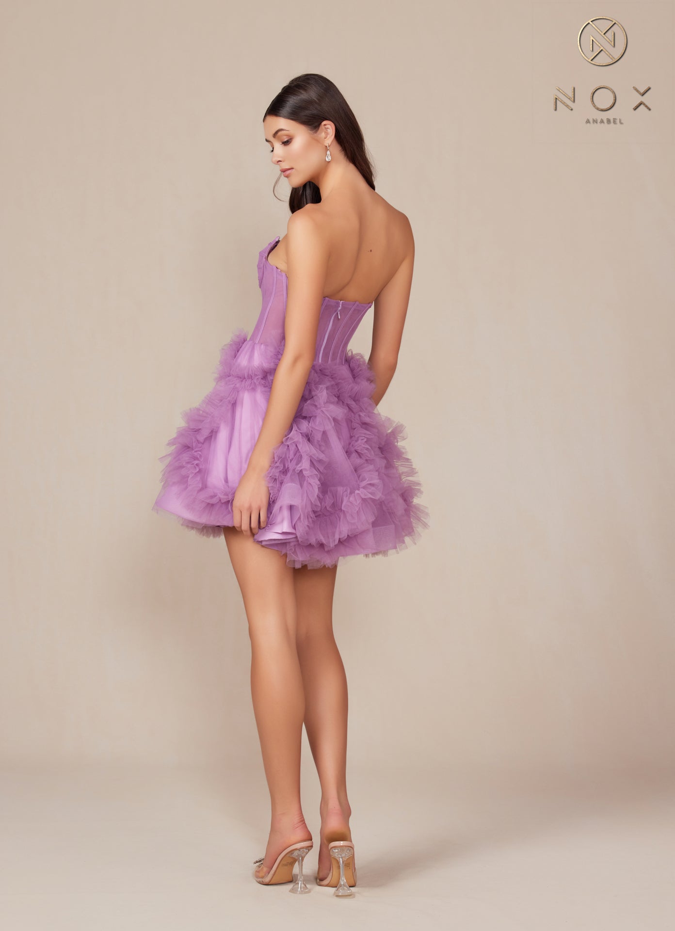 Short Strapless Party Ruffle Skirt Dress