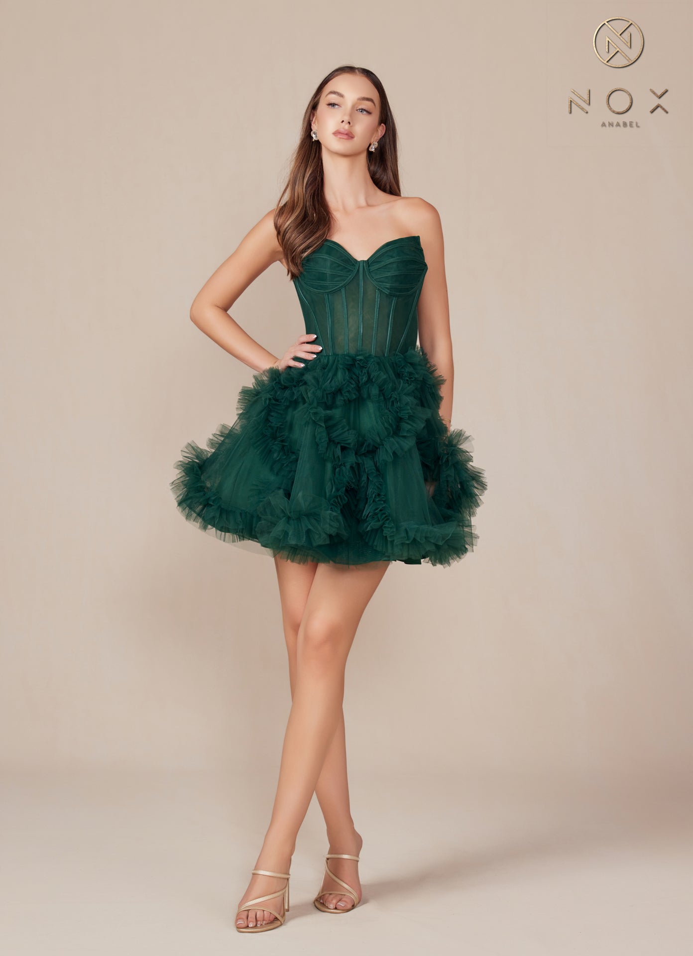 Short Strapless Party Ruffle Skirt Dress