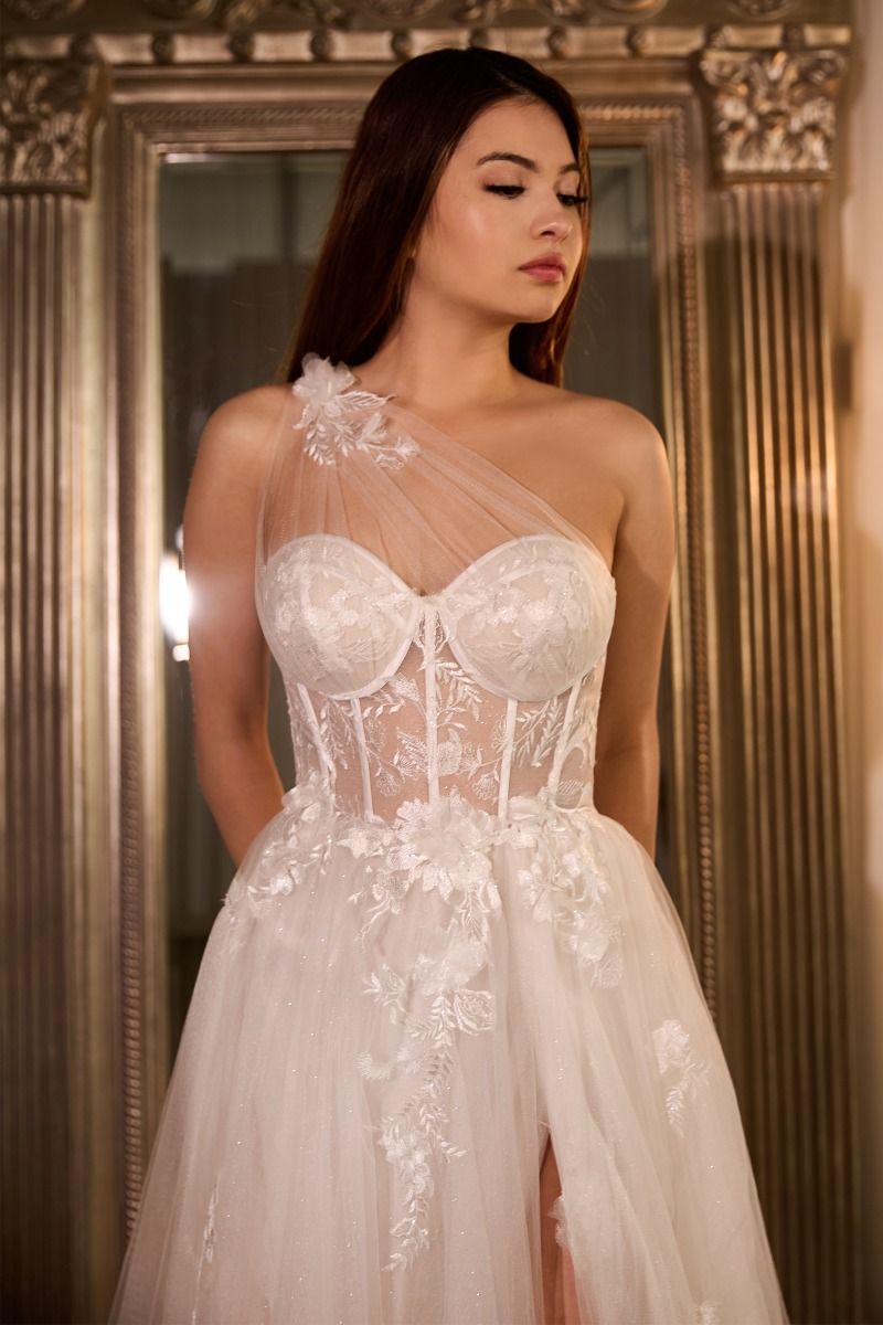 ONE SHOULDER A-LINE BRIDAL GOWN