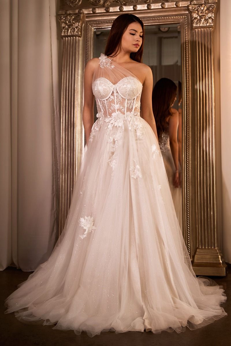 ONE SHOULDER A-LINE BRIDAL GOWN