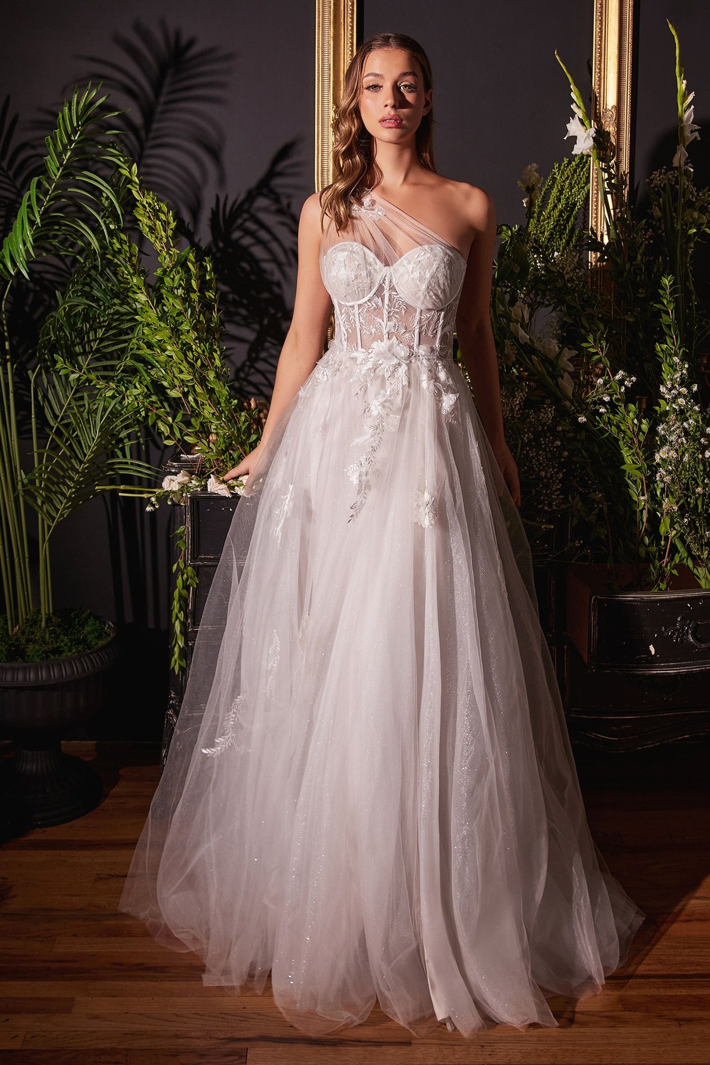 ONE SHOULDER A-LINE BRIDAL GOWN