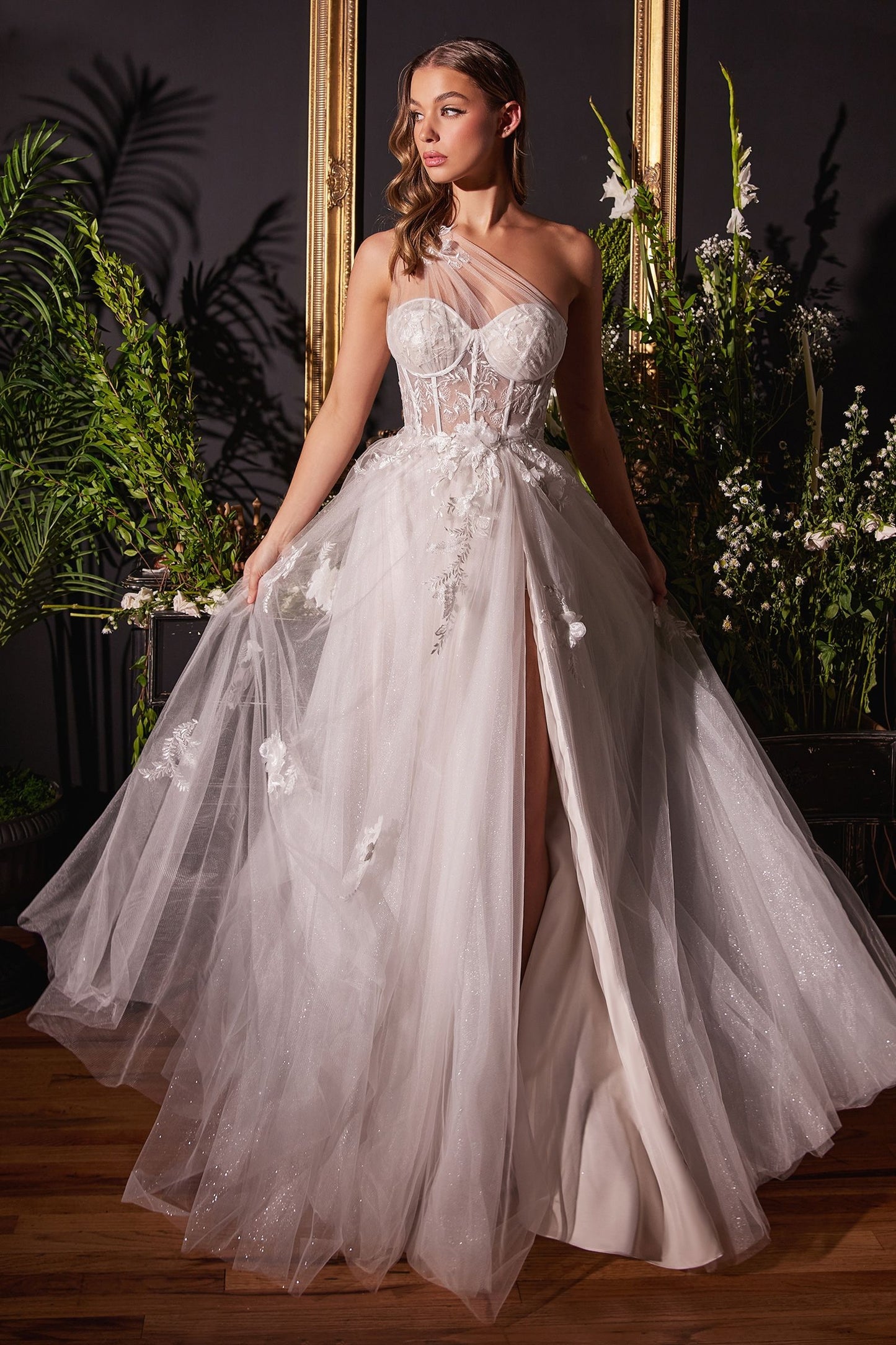 ONE SHOULDER A-LINE BRIDAL GOWN