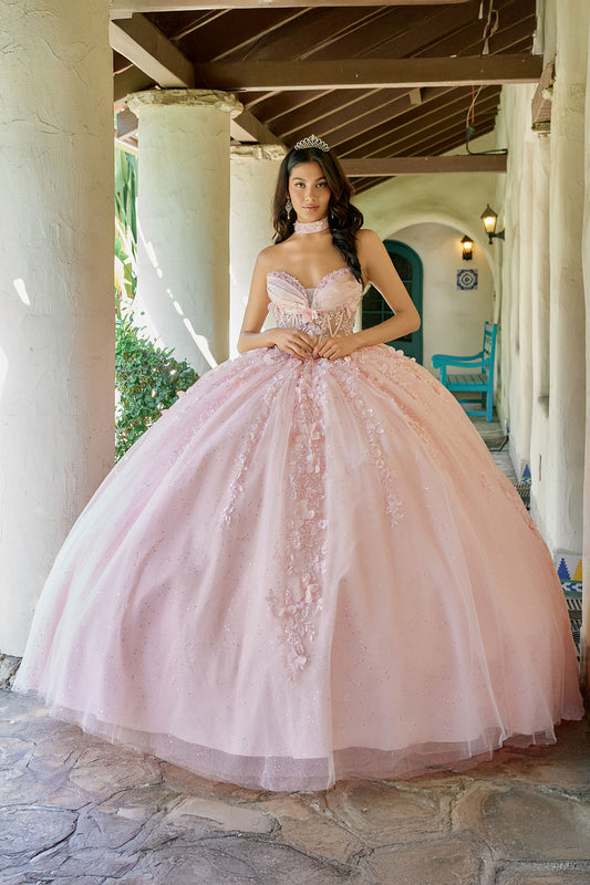 Ball Gown With Floral Appliqué And Train