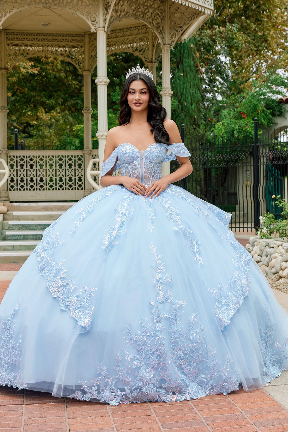 Floral Lace Ball Gown With Dramatic Train