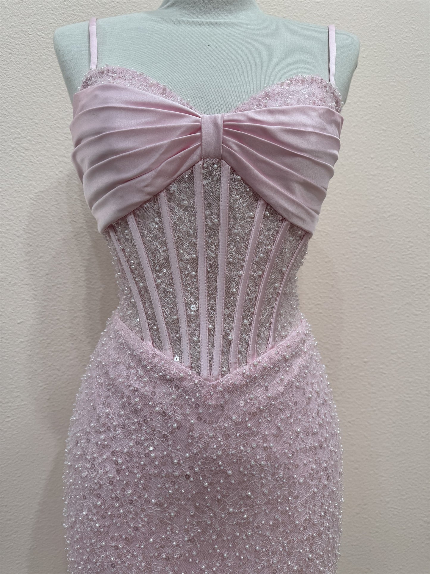 BEADED CORSET MESH MINI COCKTAIL DRESS 4017T