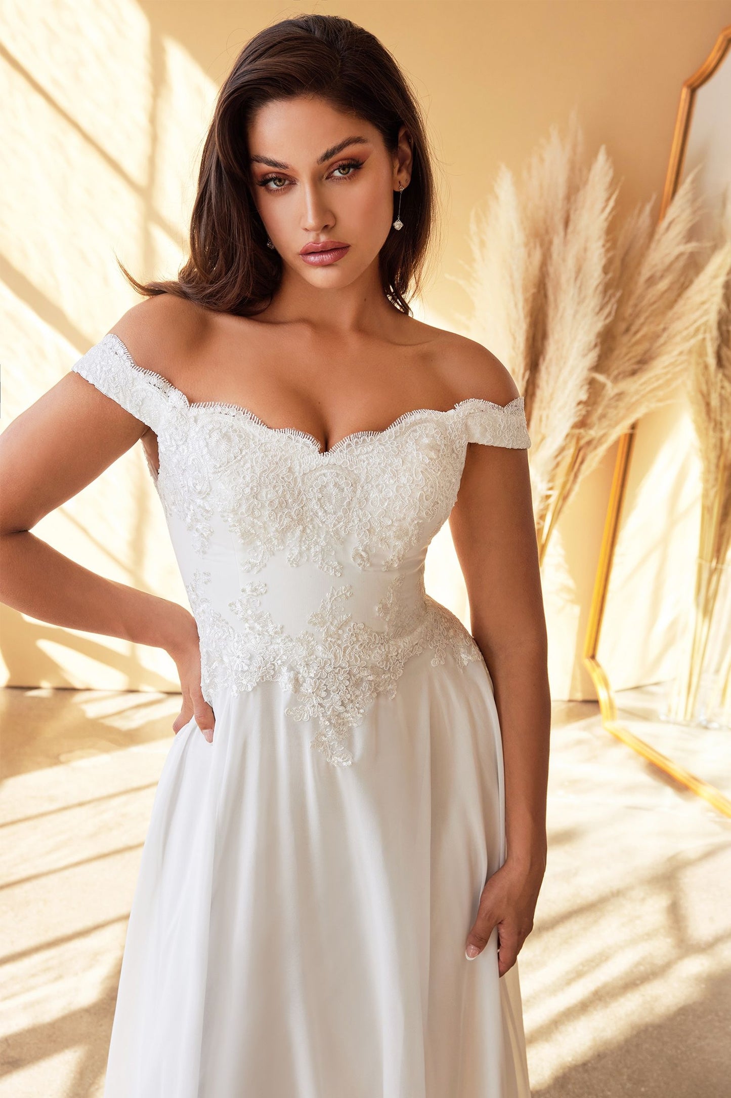 LACELET OFF THE SHOULDER BRIDAL GOWN