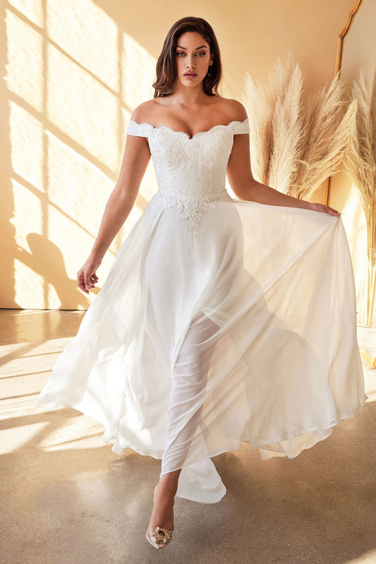 LACELET OFF THE SHOULDER BRIDAL GOWN