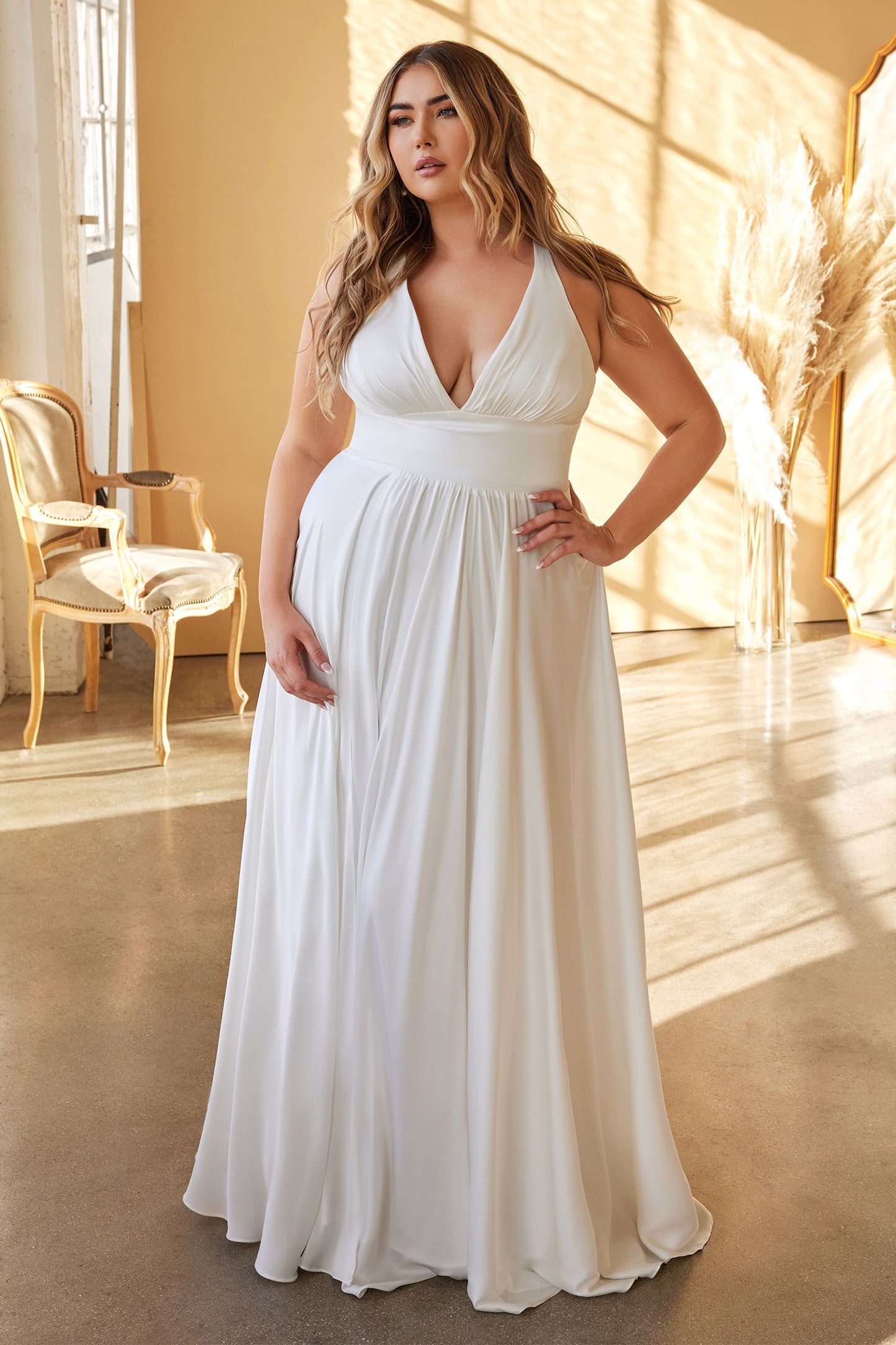 PLUS SIZE CLASSIC SOFT SATIN A-LINE DRESS