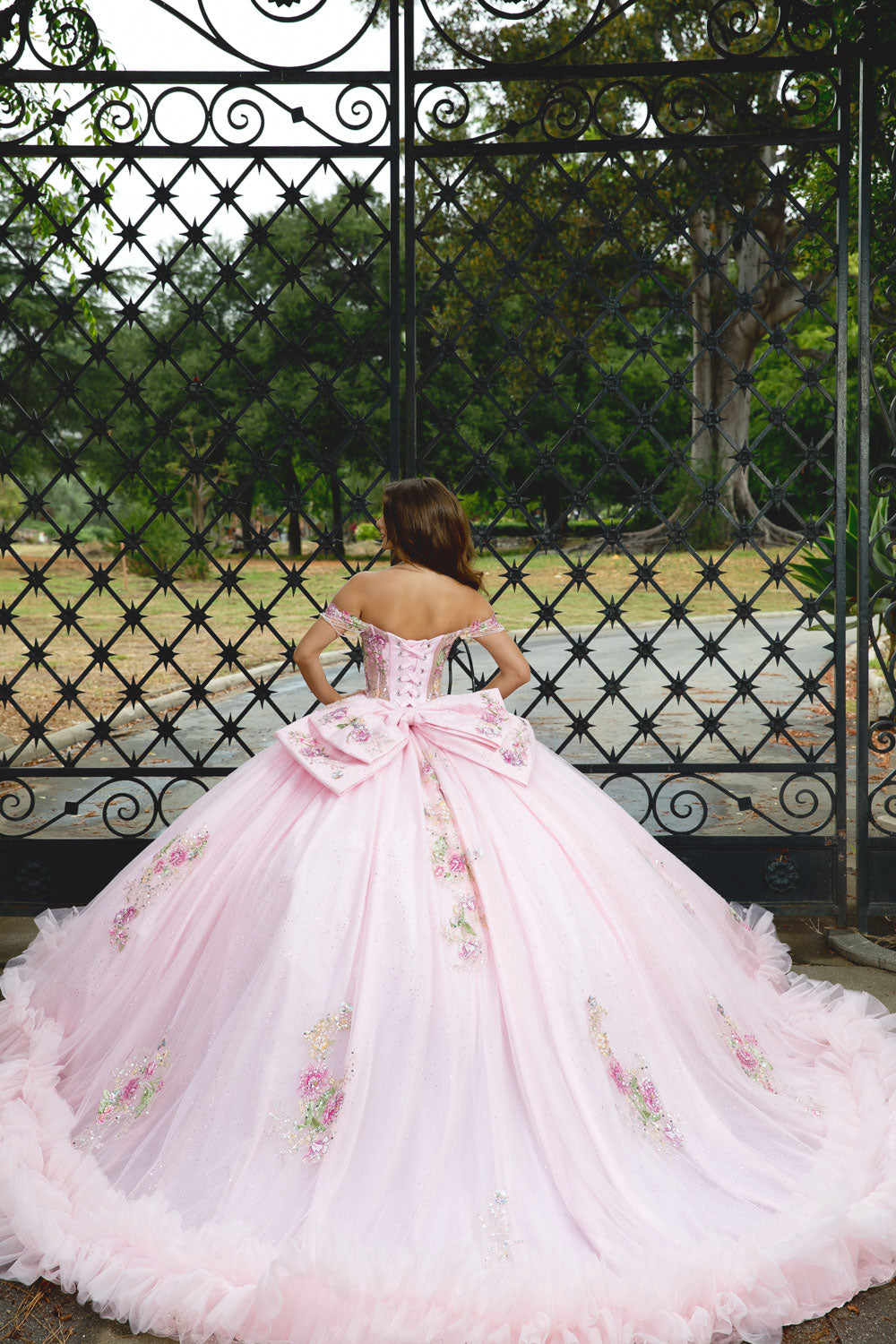 Beautiful Flower Adorn Dress with Ruffle at Hem