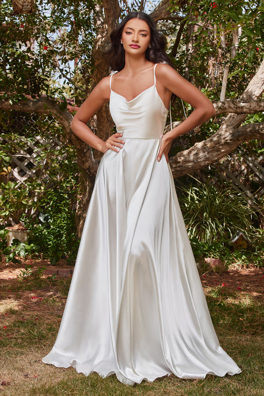 RAVISHING COWL A-LINE SATIN GOWN