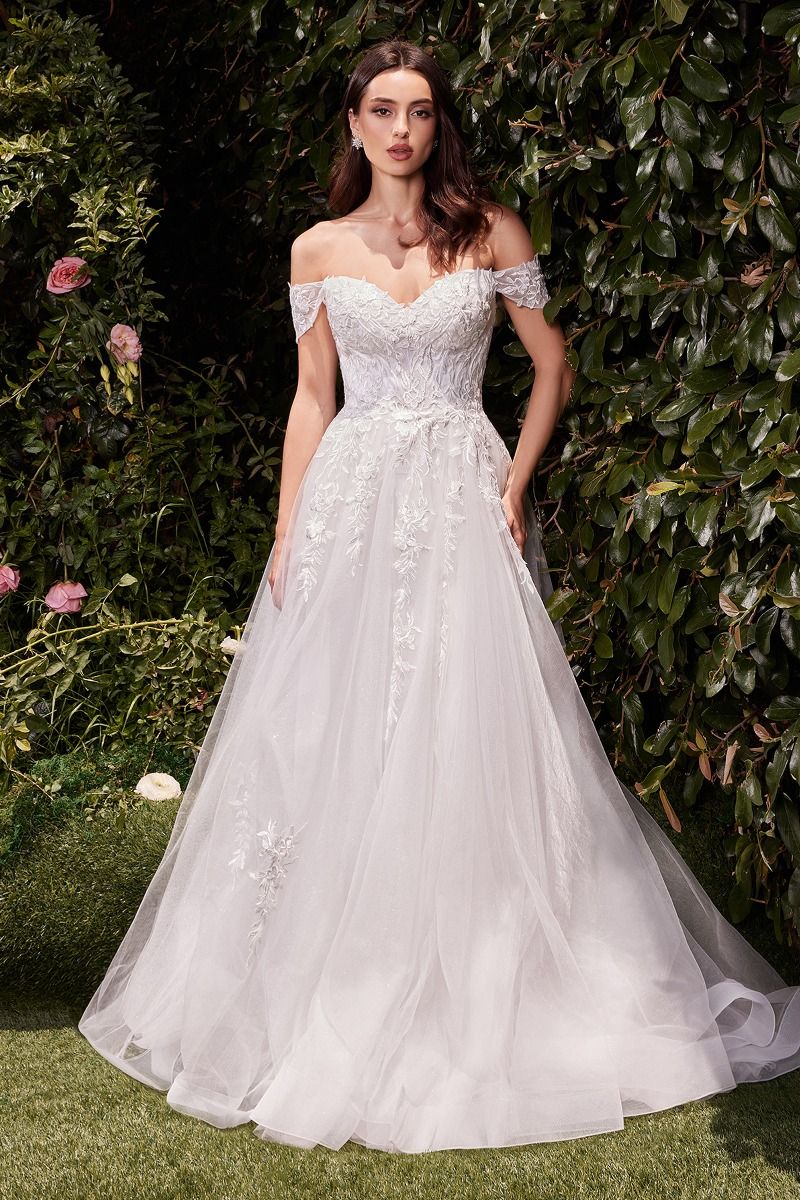 OFF THE SHOULDER A-LINE LACE & TULLE WEDDING DRESS