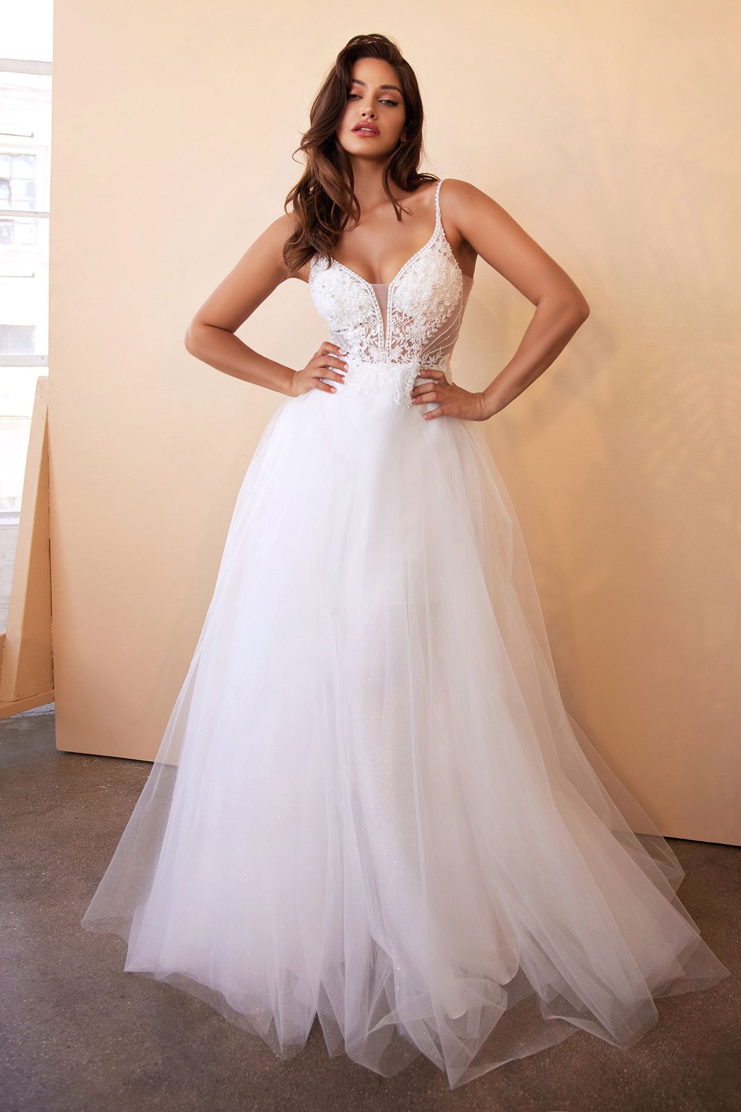LAYERED TULLE A-LINE BRIDAL GOWN